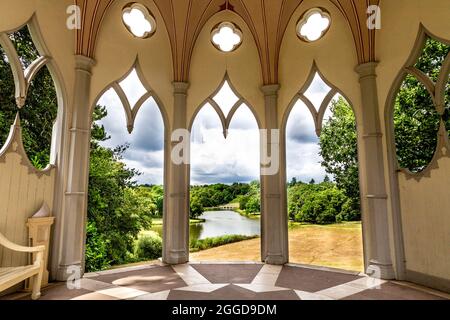 Views from the Gothic Temple at Painshill Park, Cobham, Surrey, UK Stock Photo