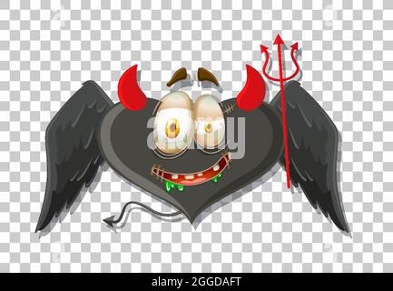 Heart shape devil with facial expression illustration Stock Vector