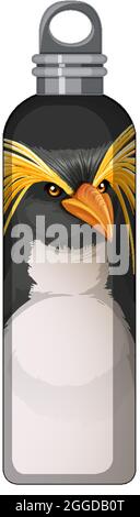 A black thermos bottle with penguin pattern illustration Stock Vector