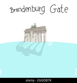 Brandenburg Gate in Berlin hand drawn vector illustration isolated on white background Stock Vector