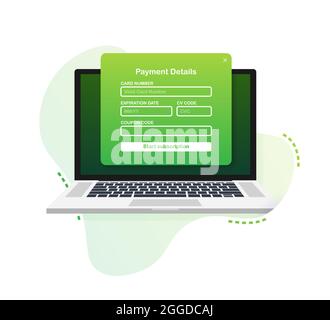 Online payment form. Online digital invoice on laptop. Vector illustration Stock Vector