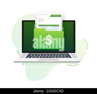 Business card with invoice. Customer service concept. Online payment. Tax payment. invoice template. Vector stock illustration Stock Vector