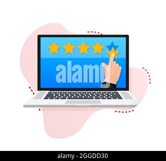Customer review, Usability Evaluation, Feedback, Rating system isometric concept. Vector illustration. Stock Vector