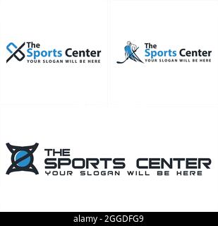 Sport games recreational with ski stick ball logo design Stock Vector