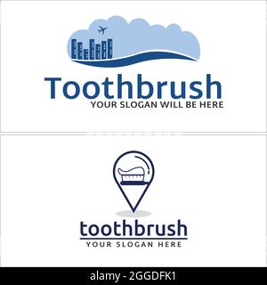 Building sky plane and toothbrush logo design Stock Vector