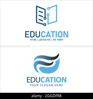Blue digital book logo vector technology modern Stock Vector