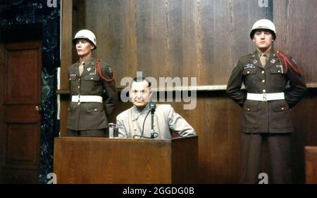 HERMANN GOERING (1893-1946) Nazi leader in the dock at Nuremberg in 1946 Stock Photo