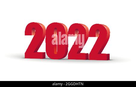 Happy New Year 2020 red 3D numbers isolated on transparent background. Vector illustration Stock Vector
