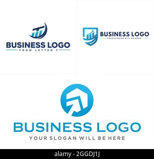 Business finance with shield chart bar logo design Stock Vector