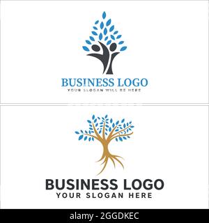 Tree leaf plant and people vector business consulting logo design Stock Vector
