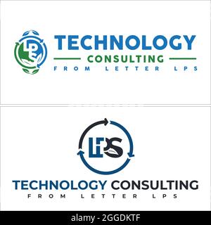 Technology consulting with circling arrow and leaf logo design Stock Vector