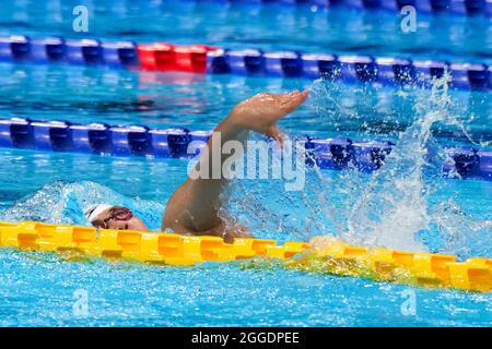 Tokyo, Japan. 31st Aug, 2021. Jiang Yuyan of China competes during the women's 100m freestyle S7 final of swimming event at the Tokyo 2020 Paralympic Games in Tokyo, Japan, Aug. 31, 2021. Credit: Zhu Wei/Xinhua/Alamy Live News Stock Photo