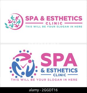 Spa aesthetics clinic with people arrow circling logo design Stock Vector