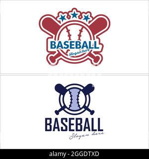Baseball sport training club with stick ball and star icon logo design Stock Vector