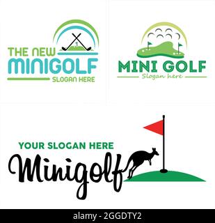 Sport golf with golf course and kangaroo logo design Stock Vector