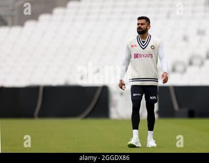 India's Virat Kohli during a nets session at the Kia Oval, London. Picture date: Tuesday August 31, 2021. Stock Photo