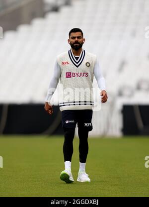 India's Virat Kohli during a nets session at the Kia Oval, London. Picture date: Tuesday August 31, 2021. Stock Photo