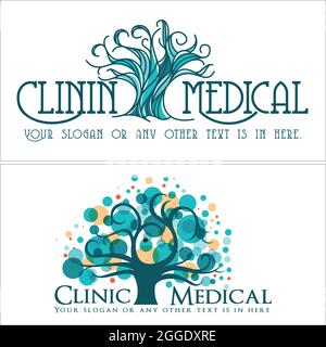 Medical counselling health clinic with tree leaf bubble colorful logo Stock Vector