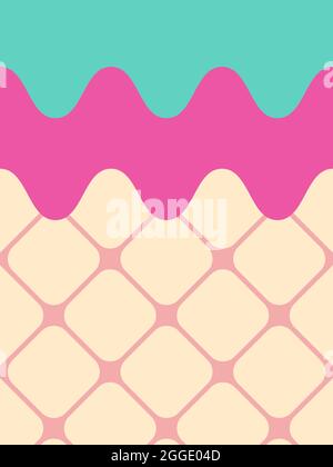 Sweet ice cream pink and blue background. Stock Vector