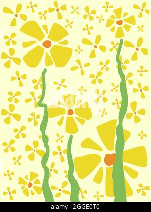 yellow floral backround with flat design style. Stock Vector