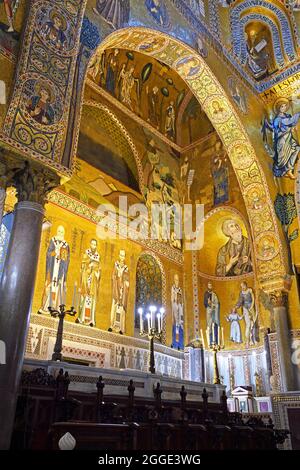 Cappella Palatina, close-up, Palazzo dei Normannni also Palazzo Reale, Palermo, Sicily, Italy Stock Photo