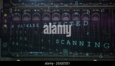 Cyber security data processing against close up of server Stock Photo
