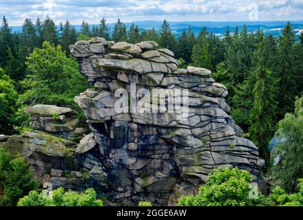Rock formation Greifensteine, Ehrenfriedersdorf, Ore Mountains, Saxony, Germany Stock Photo