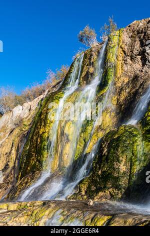 Waterfall at a overflow of the lower lake, Unesco National Park, Band-E-Amir National Park, Afghanistan Stock Photo