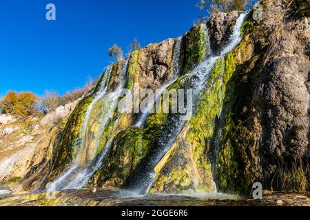 Waterfall at a overflow of the lower lake, Unesco National Park, Band-E-Amir National Park, Afghanistan Stock Photo