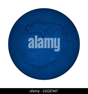 Watercolor blue circle on a white background. Regular geometric shape. Abstract background for design. Stock Photo