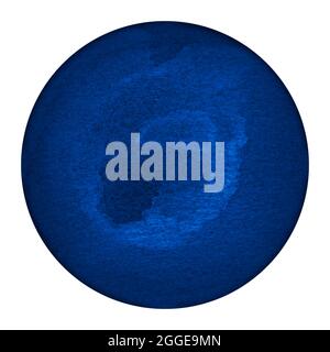 Watercolor navy blue round frame isolated on white background. Stock Photo