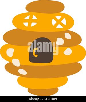 Beehive isolated icon on white background. Apiary farm. Flat style vector scandinavian baby illustration Stock Vector