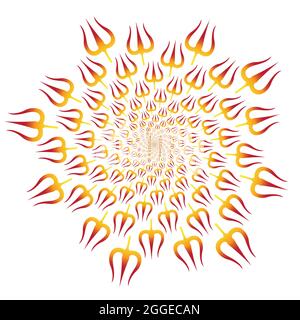Lord Shiva Trishul weapon placed in fibonacci pattern 002 Stock Vector