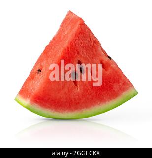 Slice of watermelon on white background with clipping path. Stock Photo