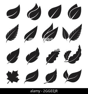 Vector leaves icon set on white background. Easy editable layered vector illustration. Stock Vector