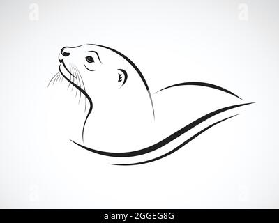 Vector of Asian Otter, Aonyx cinerea or Oriental Small-clawed Otter on whiet background. Animals.  Easy editable layered vector illustration. Stock Vector