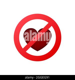 Flat no heart for decoration design. Vector flat illustration. Stock Vector