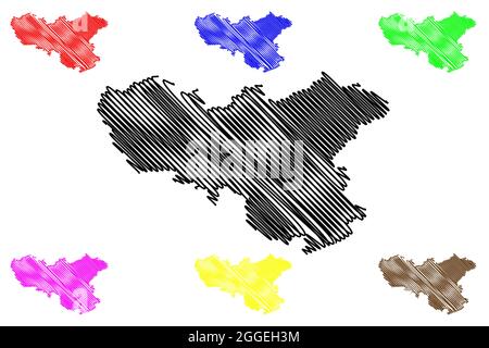 Neunkirchen district (Federal Republic of Germany, State of Saarland, Rural district) map vector illustration, scribble sketch Neunkirchen map Stock Vector