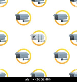 Icon with cctv pattern on white background. Silhouette symbol. Camera icon. Caution warning sign sticker. Vector stock illustration. Stock Vector