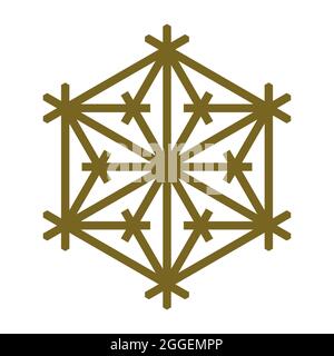 Design element in the form of a snowflake. Traditional Japanese craft Kumiko Stock Vector