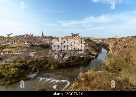 Wide Landscape of Entire City of Toledo, Spain Stock Photo