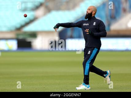 England's Moeen Ali during a nets session at the Kia Oval, London. Picture date: Tuesday August 31, 2021. Stock Photo