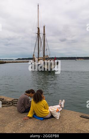 Queen Galadriel ship in Poole Harbour, Dorset UK in August Stock Photo