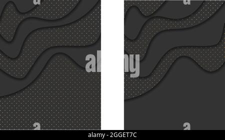 Black Paper Cut Background. Abstract Realistic Layered Papercut 