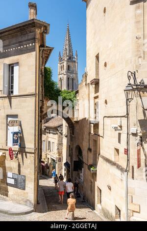 A street of Saint-Emilion, in Gironde, France Stock Photo