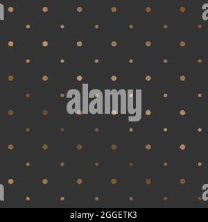 Seamless Gold polka dot's, gold painted dots on a black background. Vector illustration. Stock Vector