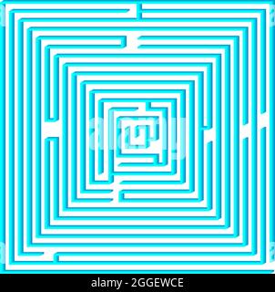 Blue Labyrinth isolated on white Background Stock Vector