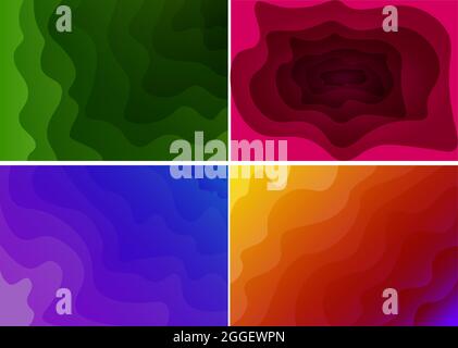 A4 abstract color 3d paper art illustration set. Contrast colors. Vector design layout for banners presentations, flyers, posters and invitations. Eps