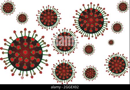 Realistic vector 3d illustration. Pandemic, disease. Floating China pathogen respiratory influenza covid virus cells Stock Vector