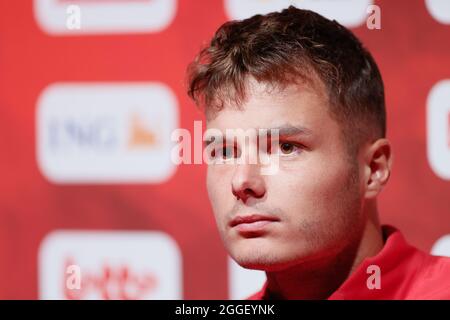 Belgium's Zinho Vanheusden pictured during a press moment of Belgian national soccer team Red Devils to prepare three qualification games for the 2022 Stock Photo